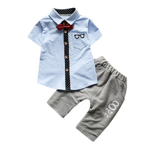 Gentle baby boy style Newborn baby set Toddler Baby Boy Glasses Tops Shirt Shorts Pants Tie Outfit Set Clothes drop shipping