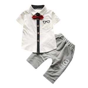 Gentle baby boy style Newborn baby set Toddler Baby Boy Glasses Tops Shirt Shorts Pants Tie Outfit Set Clothes drop shipping