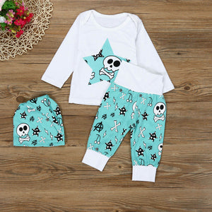 Girls 3 piece set Baby Boys Girls Outfit Clothes Long Sleeve Printing T-Shirt + Long Pants + Hat 1Set drop shipping