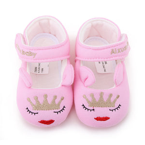 2017 Cute Baby Girls First walkers Shoes Cotton Cartoon Crown Soft with Pattern Shading Soft Sole Baby Toldder Prewalkers Shoes