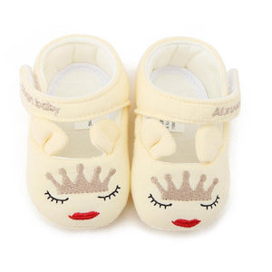 2017 Cute Baby Girls First walkers Shoes Cotton Cartoon Crown Soft with Pattern Shading Soft Sole Baby Toldder Prewalkers Shoes