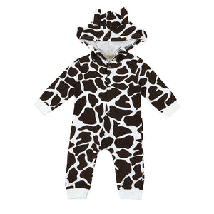 Baby boys romper 2017 Toddler Newborn Baby Boys Girls Cow Cartoon Hooded Rompers Outfits baby Clothes