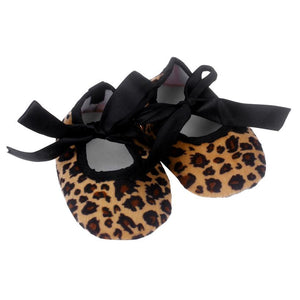 Baby shoes Leopard print bow slip soft Kids girl first walker Bowknot Leopard Printing Newborn kids Cloth bow knot Crib Shoes