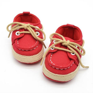 Sapatos Crochet Baby Shoes First Walkers Chaussure Enfant Brand Baby Canvas Cross-Tied Shoes Non Slip