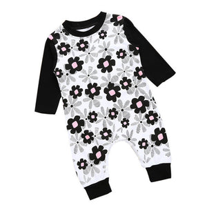 2017 Cute Newborn Infant Kids Baby Girls Clothing Floral Romper Long Sleeve Cotton Flower Outfits Clothes Baby Girl 0-24M