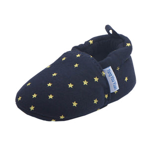 Newborn Baby First Walker Shoes Toddler Unisex Infant Girls Boy Star Print Anti-slip Slip-on Canvas Crib Shoes