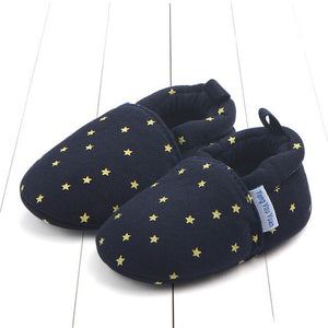 Newborn Baby First Walker Shoes Toddler Unisex Infant Girls Boy Star Print Anti-slip Slip-on Canvas Crib Shoes