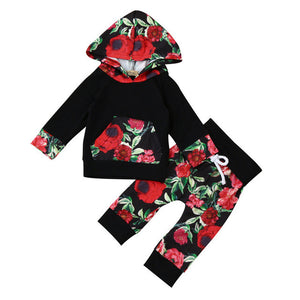 2017 Autumn Toddler Baby Girl Boy Floral Tops Hoodies +Long Pants 2Pcs Outfits Set Clothes