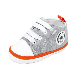 Infant Toddler Kids Canvas Sneakers Baby Boys Girls Anti-slip Soft Sole Crib Shoes Newborn Soccer Print Baby Prewalker 5 Colors