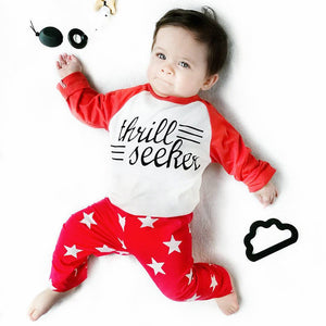 2pcs suit !!! Newest Newborn Baby Kids Boys Star Letter Print long sleeve Tops+Pants Fall Outfits