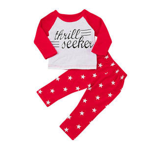 2pcs suit !!! Newest Newborn Baby Kids Boys Star Letter Print long sleeve Tops+Pants Fall Outfits