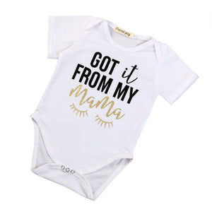 2017 Fashion summer children white clothing Newborn Infant Baby Boys Girls Letter Romper Jumpsuit Shirt Kids Clothes Outfits