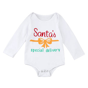 2017 Toddler Baby Christmas Santa Long Sleeve Letter Print Romper Clothes for baby Boys,girls christmas costume gift