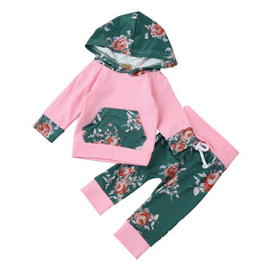 2pcs Toddler Infant Baby Boy Girl Clothes Set Floral Hoodie Tops+Pants Outfits Infantil Toddler girl Autumn Spring girls costume