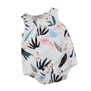 2017 Summer Bamboo leaf printing Rompers Toddler Baby Girls Outfit Set baby boy clothes Sunsuit Romper infant Jumpsuit Clothes