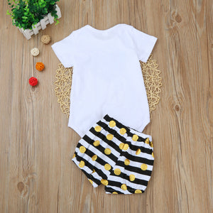 Kids Baby Girls Little Sister Cotton LOVE Romper + Short Pants Polka Dot Striped 2PCS Outfits Set