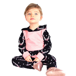 2017 Cute Toddler Infant Baby Girl Autumn Winter Floral Splice Hoodie Tops+Pants Outfits Baby Clothes Sets Hooded Clothing Sets