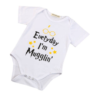 2017 Cotton Infant Baby Boy Girls Clothes Letter Print Toddler Casual Short Sleeve Romper Jumpsuit One-pieces