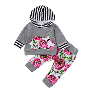 Kids Toddler Baby Girl Clothes Tops Hoodies Hooded Long Sleeve Sweatshirt Pants 2pcs Cute Girls Clothing Floral Outfits Set