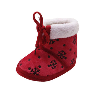 2017 Winter Baby Shoes Toddler Newborn Christmas Baby Snow Print Soft Sole Boots Prewalker Warm Shoes Kids Boots