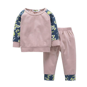 2017 autumn baby boy girl clothes Long sleeve Babies Kids Clothing Set Top + pants 2pcs Floral Print newborn infant sport suit