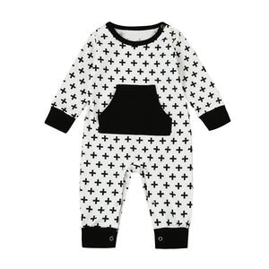 Boys Romper 2017 New Autumn Cross Printed Girls Jumpsuit For Baby Clothes 2017 Autumn Long Sleeve Newborn Infant Rompers Outfits