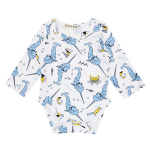 Baby Rompers For 3-18 Months Newborn Infant Baby Boy Long Sleeve Ocean World Fish Print Romper Outfit Clothes