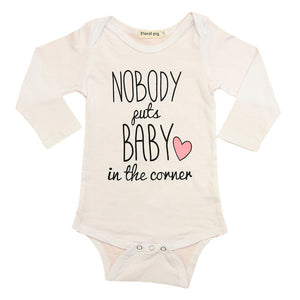 Nobody put baby in the conner Letter Print Baby One-pieces New Born Girls& Girls Clothes Long Sleeve O-Neck 6-24M Baby Rompers