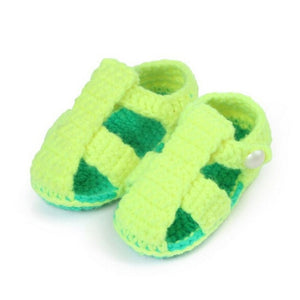 Cute Baby Girls Boys Crib Crochet Handmade Knit Sock Infant Shoes Yellow,Green,Blue Woolen shoes for kids children footwear