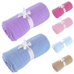 Newborn Baby Blankets Super Soft Cotton Crochet Summer Prop Crib Hole Wrap Baby Sleeping Swaddle Bedding Supplies  80cm X 92cm