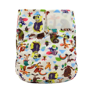 Baby Cloth Diaper One Size Adjustable Pocket Diapers Waterproof Printed PU Hook and Loop Diaper Cover Reusable Cloth Nappies