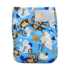 Baby Cloth Diaper One Size Adjustable Pocket Diapers Waterproof Printed PU Hook and Loop Diaper Cover Reusable Cloth Nappies