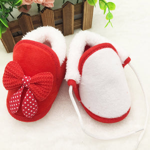 Toddler Infant Newborn Baby Bowknot Shoes Soft Sole Boots Prewalker Warm Shoes