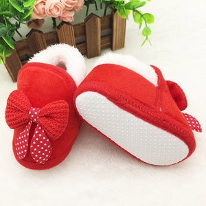 Toddler Infant Newborn Baby Bowknot Shoes Soft Sole Boots Prewalker Warm Shoes