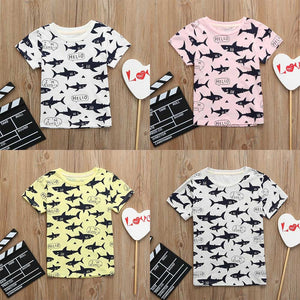 Children Kid Infant Letter shark Print Tops Blouse T-shirt Outfit Clothes