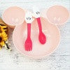 Baby Feeding Fork and Spoon Cartoon Lovely Palm Baby Flatware Feeding Spoon Kids Learning Eat