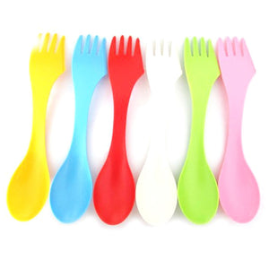 Baby Gadgets N6pcs/lot 3-in-1 Spoon Fork Knife Camping Hiking Utensils Spork Combo Travel Baby Gadget Kitchen