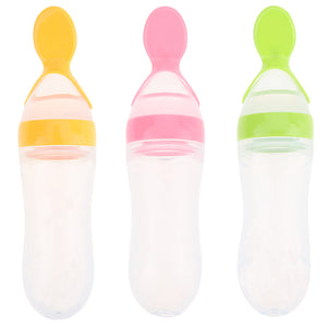 90ml Baby Feeding Bottle Spoon Silicone Feeding Bottles With Spoon Food Supplement Rice Cereal Bottle for Baby Care Products