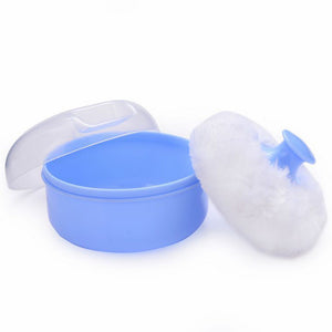 Baby Soft Face Body Cosmetic Powder Puff Sponge Box Case Container