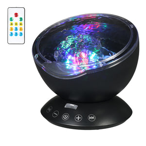 Colorful Night Light Sleep Soother Lamp Ocean Wave Projector Music Player Lamp