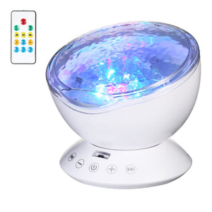 Colorful Night Light Sleep Soother Lamp Ocean Wave Projector Music Player Lamp