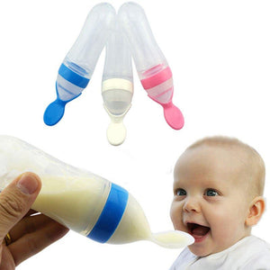 3color 90ml Kids Newborn Toddler Silicone Cereal Food Gel Rice Spoon Suplement Bottle Feeder Feeding