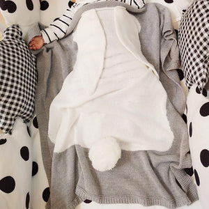 Baby Blankets Cartoon Cute Rabbit Blanket Crochet Soft Warm Swaddle Wrap Newborn Infant Kids Cotton Line Bedding Cover